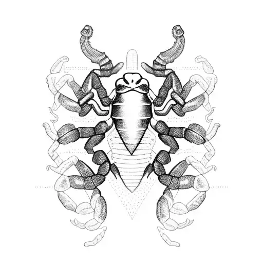 Minimal Style Scorpion With Tail Curled Inside A Triangle Pointing Downwards