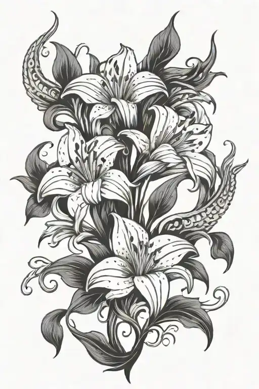 Phoenix Intertwined Lilies Growing Amidst