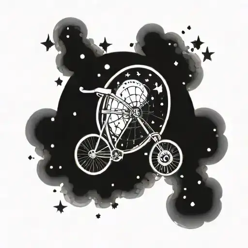 Galaxy Filled Bicycle Wheel With Stars And Planets