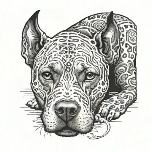 Pitbull Laying Beside Black Cat