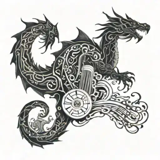 A Dragon Composed Of Musical Notes And Instruments