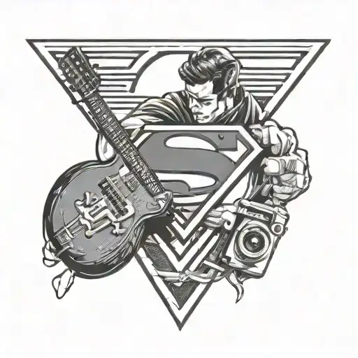 Superman Logo With A Guitar And Camera