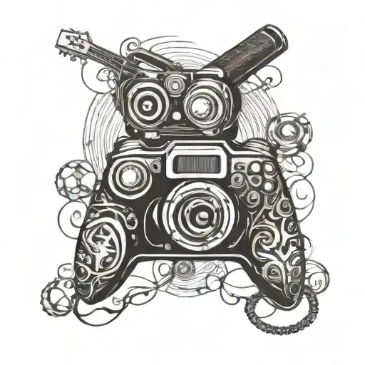 Letter S With Xbox Controler Guitar And Dslr Camera