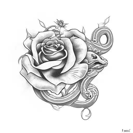 Floral With Serpent Design