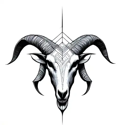 Black Shooulder With Lines Going In Satanic Goat Head