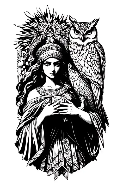 Goddess Athena Holding An Owl