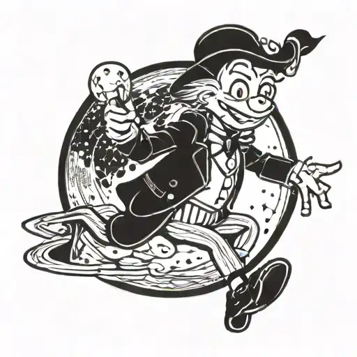 Jiminy Cricket Smoking A Cigarette On The Moon And Stars