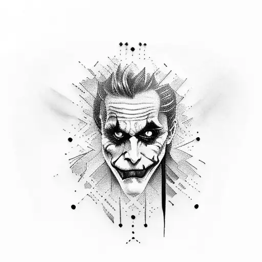 Men's Chest Tattoo One Side The Joker The Other Side A Wolf