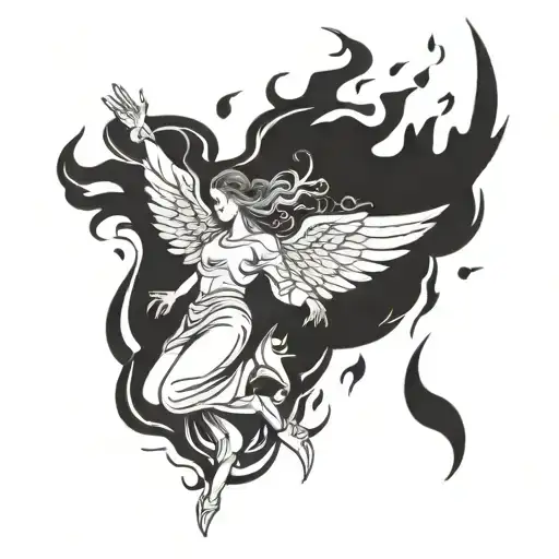 Falling Angel Falling With Burning Wings Spread Wide