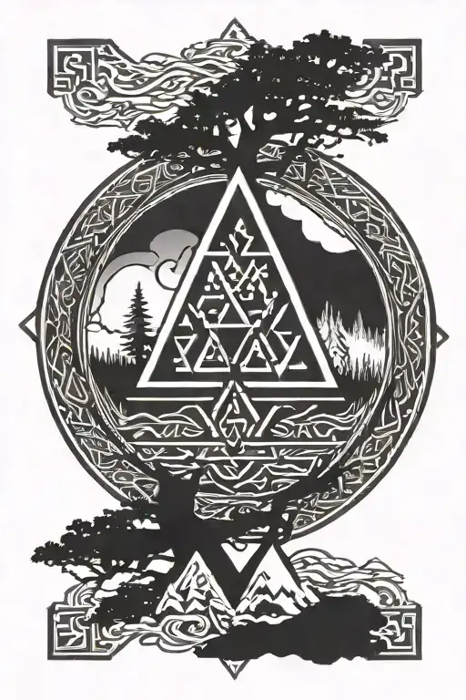 Vegvisir Rune Design Yggdrasil And Valknut Symbol