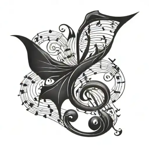 Musical Notes Forming A Treble Clef With A Hidden Batman Symbol Incorporated