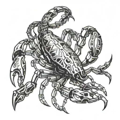 A Cybernetic Scorpion With Circuit Patterns Representing The Fusion Of Technology And Nature