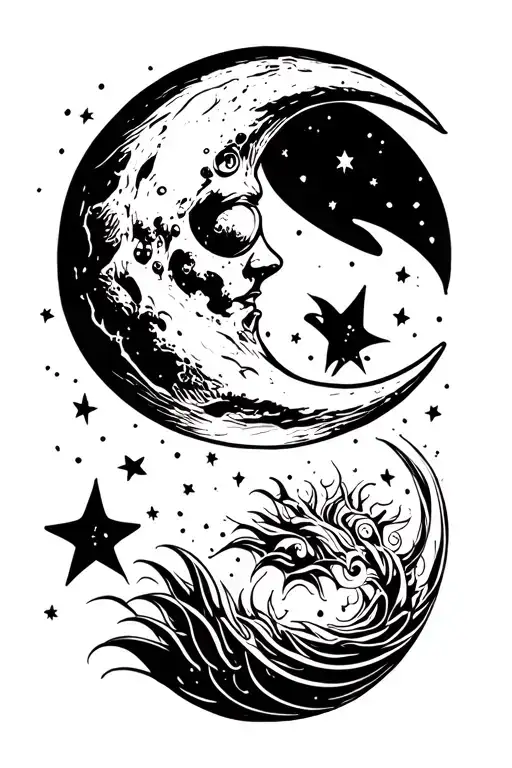 Moon With Stars Around It