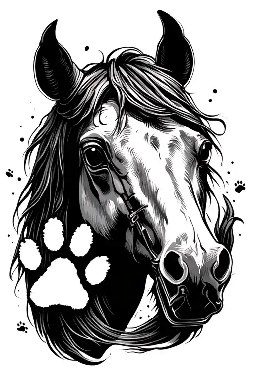 Horse Shoe And Paw Print Surrounded