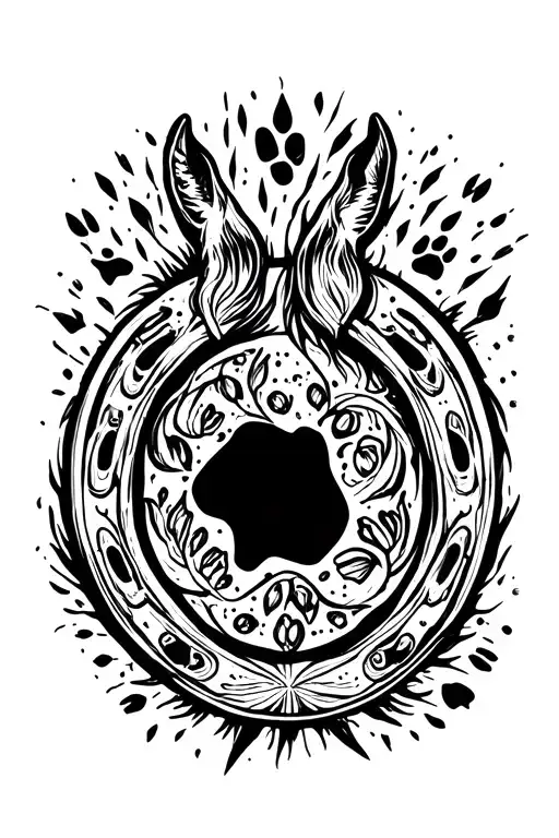 Horse Shoe And Paw Print Surrounded