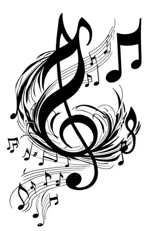 Music Notes Swirling