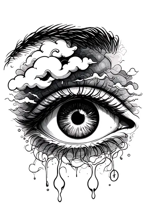 Crying Eye With Clouds