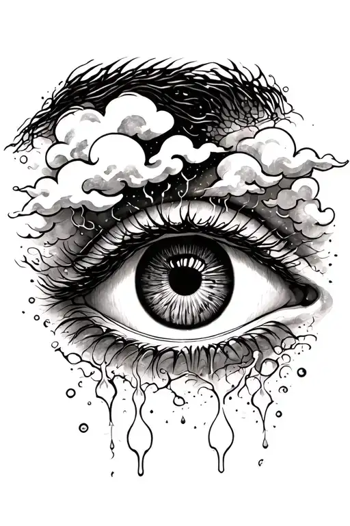 Crying Eye With Clouds