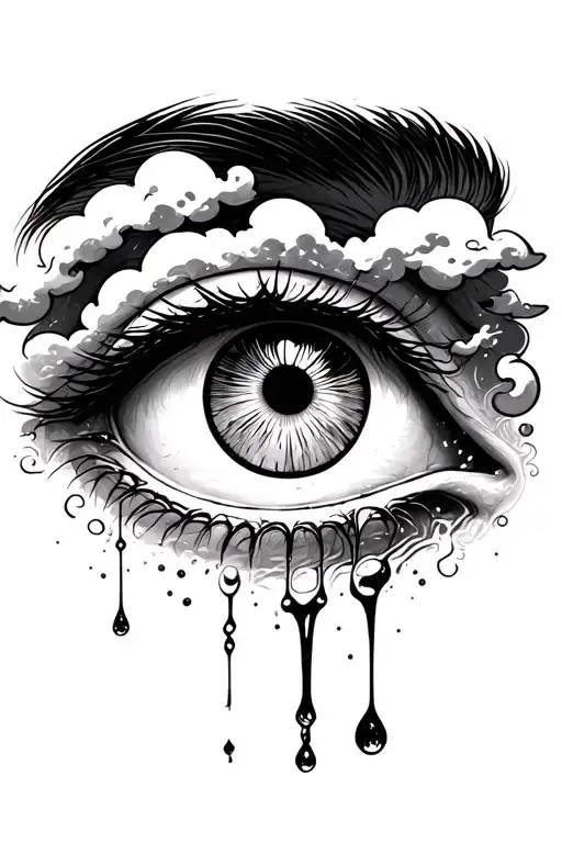 Crying Eye With Clouds