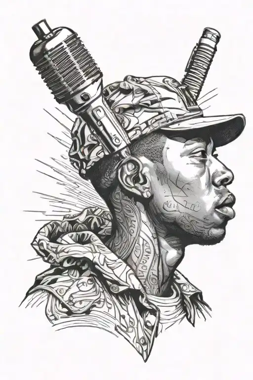 A Portrait Of Tyler The Creator With A Barber's Razor As A Microphone