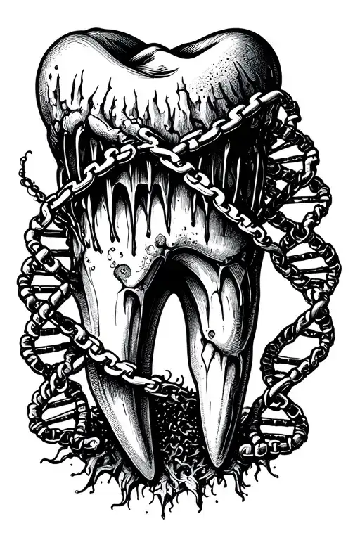 Tooth With Dna Chain Instead Of Tooth Root