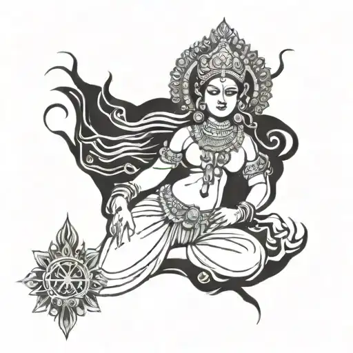 A Blackwork Design Of Maa Kaali Embodying The Essence Of Indian Spiritualism And Strength