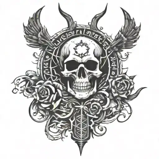 Incorporate Elements Of Punk And Metalhead Culture Into A Tattoo Featuring Inscriptions In Arabic