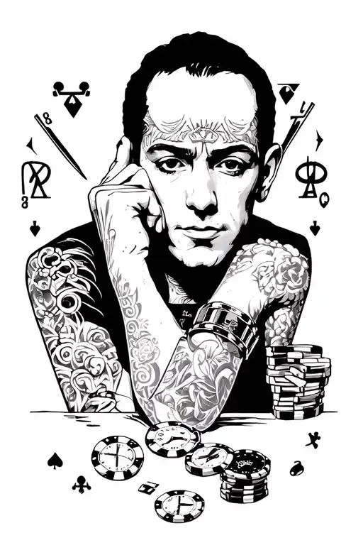 A Thinker Surrounded By Symbols Of Gambling And Watches