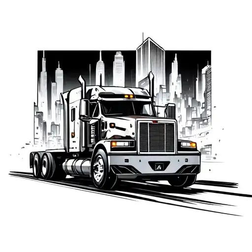 A Futuristic Cyberpunk Truck Speeding Through A Neon Cityscape