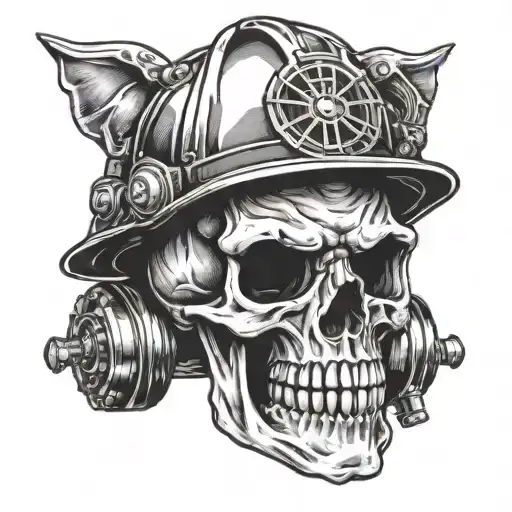 Skull With Firefighter Helmet