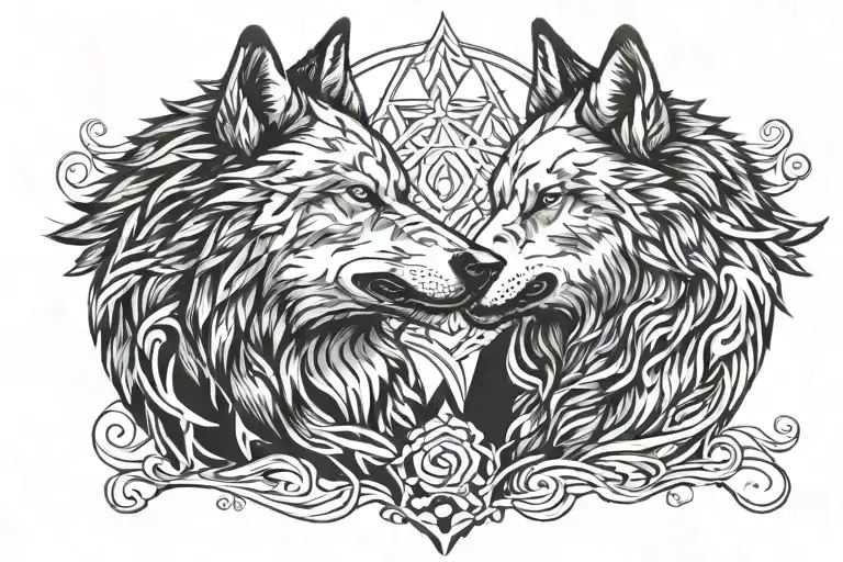 Two Wolf Agressive Wolf Face To Face