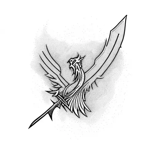 Phoenix With Sword And Minimal Shading