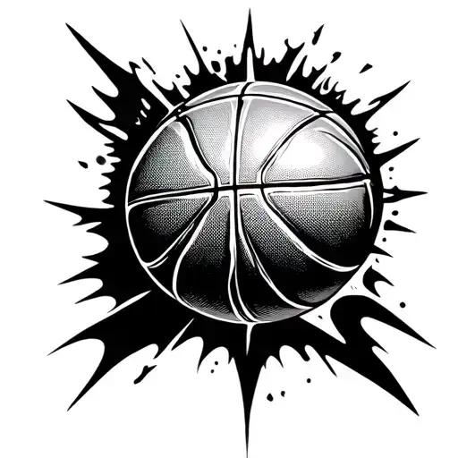Combine Black Metal Imagery With A Basketball Theme In A Blackwork Style