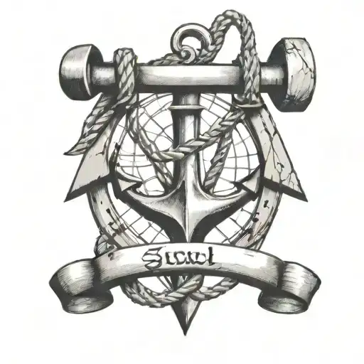 An Anchor With Soccer Goal Posts Wrapped Around It