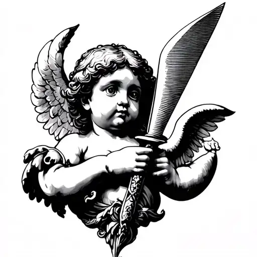 Cherub Holding A Knife