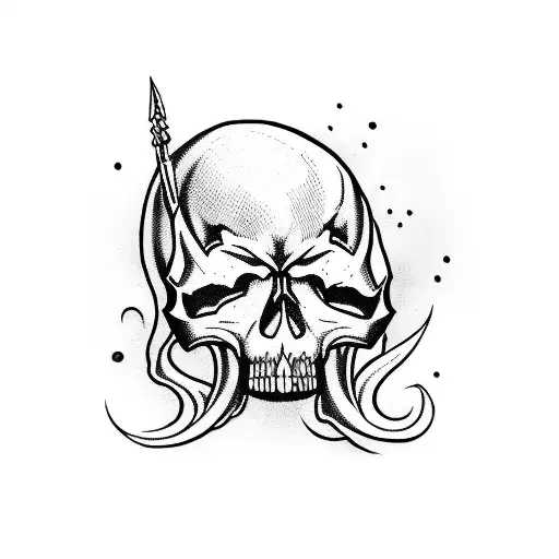 Morningstar Weapon With Skull