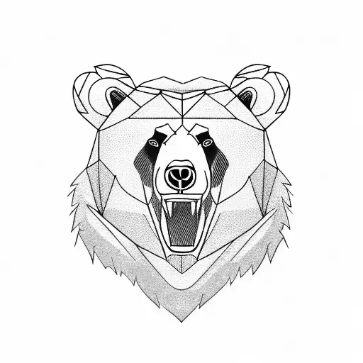 Bear Face Looking Head On With Semi Transparent Full Body Bear With Mouth Open In Background