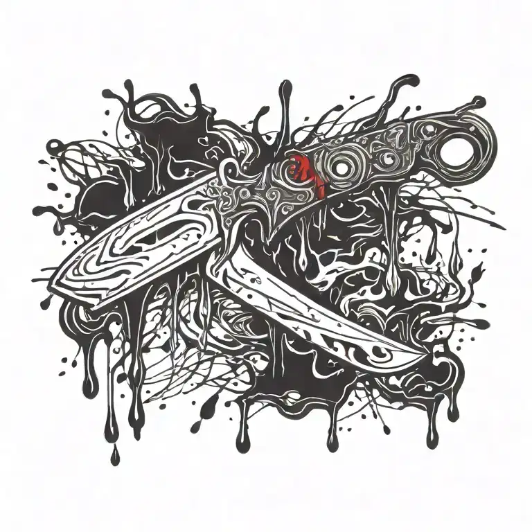 A Sleek And Deadly Knife Dripping With Blood Dripping