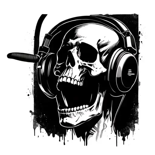 Skull Wearing Headphones