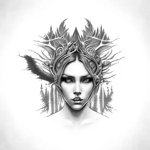 Shamanwomen With Forest As Hair