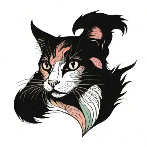 A Cat With A Cat On A Rainbow Colors