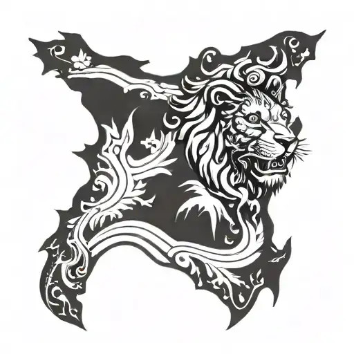 Israel Map With Lion Roar Inside