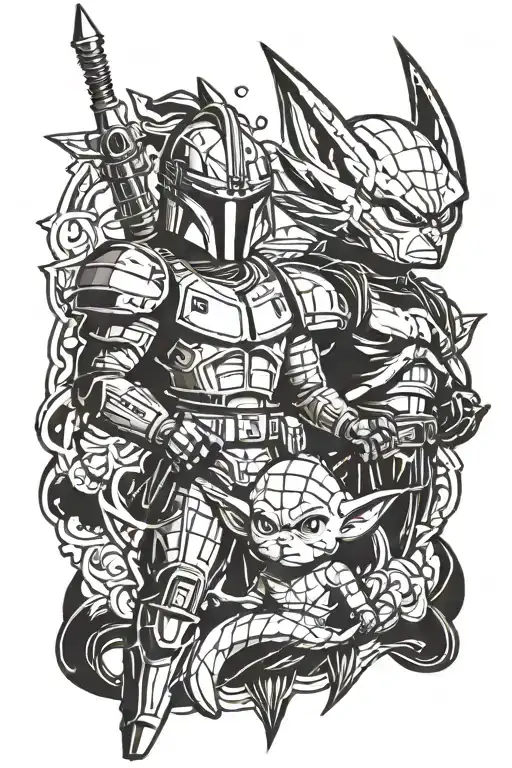 Star Wars Madalorian And Vegeta Dragon Ball