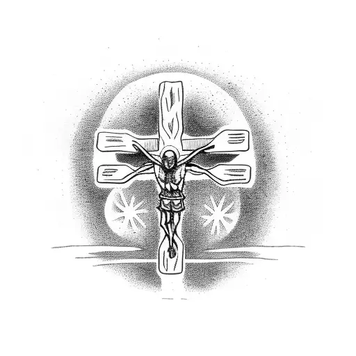 An Alien Crucified In Na Cross With Planets Background In The Background