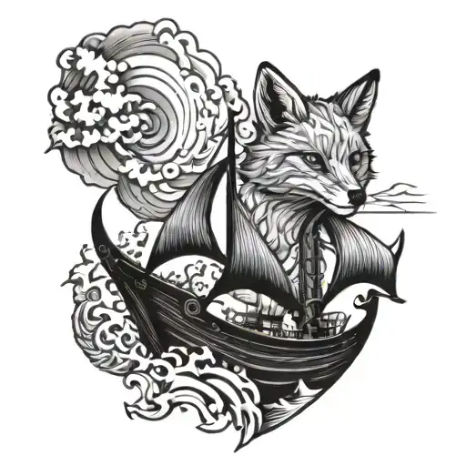 A Majestic Fox Sailing On A Ship In Stormy Waters