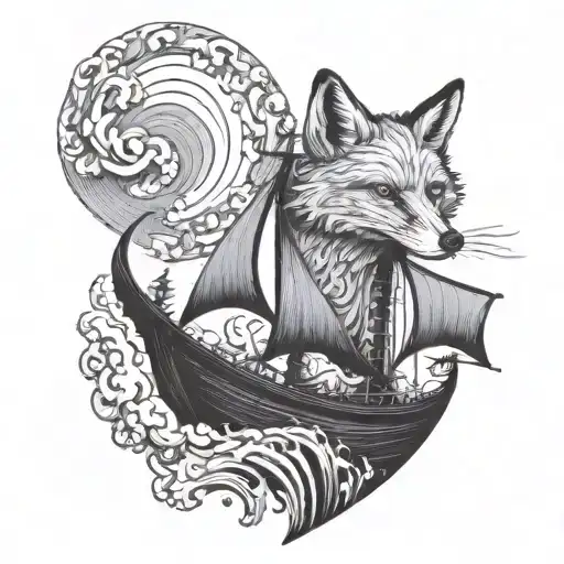 A Majestic Fox Sailing On A Ship In Stormy Waters