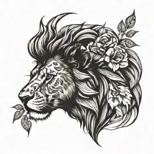 A Lion With A Flower Mane