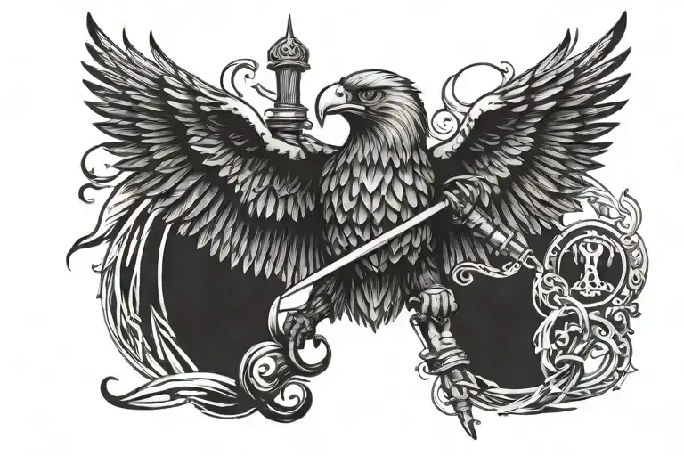 Eagle Wings And Dagger Piercing Without Eagle Head