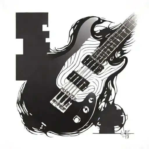 Incorporate A Detailed Bass Electric Ibanez Guitar Into A Music-themed Sleeve