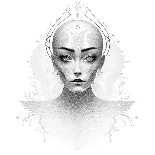 A Emotionless Face With An Ornamental Background